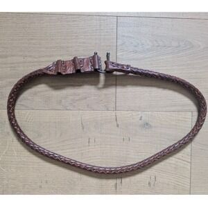 Vtg Braided Leather‎ Belt Brown Woven Hook Closure Country Western Style 36 in